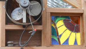 Stained glass window.